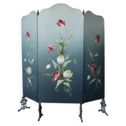 Écran de cheminée Art Nouveau peint à la main | Années 1920