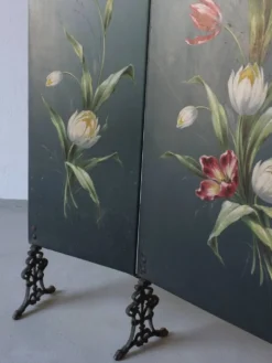 Écran de cheminée Art Nouveau peint à la main | Années 1920