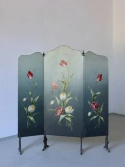 Écran de cheminée Art Nouveau peint à la main | Années 1920