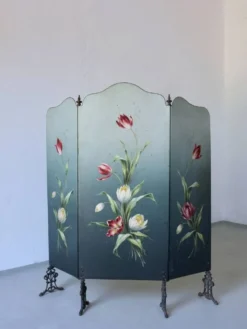 Écran de cheminée Art Nouveau peint à la main | Années 1920