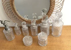 Cristal de Baccarat - important nécessaire de toilette Bambou Tors