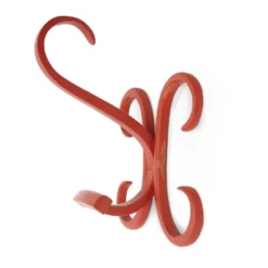 Crochets à manteau en bois courbé rouge, années 1960, lot de 3
