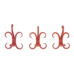 Crochets à manteau en bois courbé rouge, années 1960, lot de 3