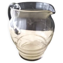 Cruche , pichet , carafe à eau en verre Décor meulé 1.2 L