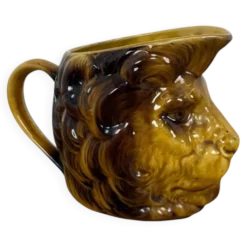 Cruchon à crème en forme de tête de lion Sarreguemines antique vers 1900