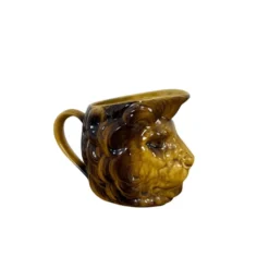 Cruchon à crème en forme de tête de lion Sarreguemines antique vers 1900