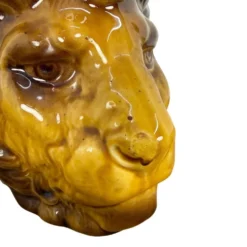 Cruchon à crème en forme de tête de lion Sarreguemines antique vers 1900