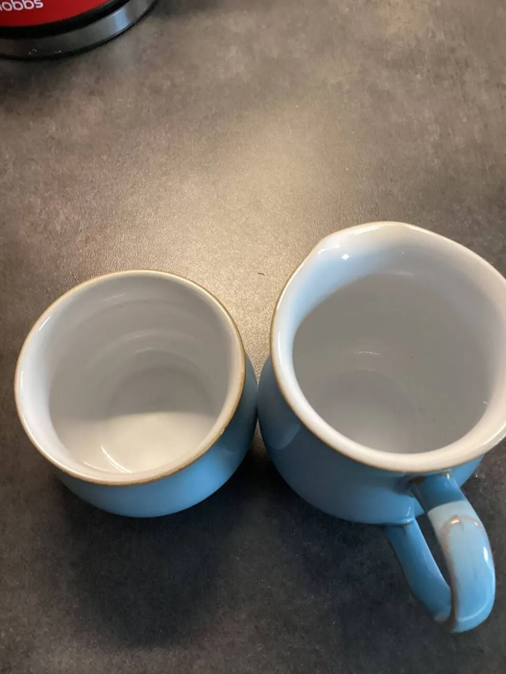 Cruchon à lait / Crémier et bol à sucre en grès bleu Denby