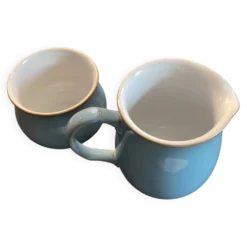 Cruchon à lait / Crémier et bol à sucre en grès bleu Denby