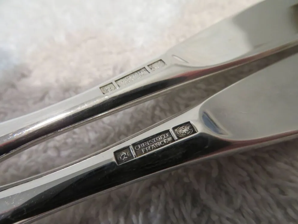 Cuillère et fourchette de service métal argenté orfèvre Christofle Duo