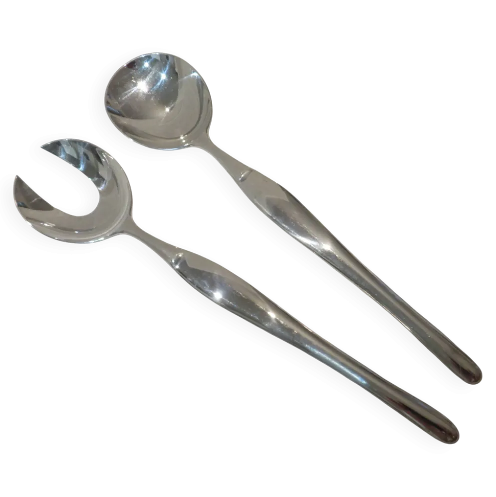Cuillère et fourchette de service métal argenté orfèvre Christofle Duo