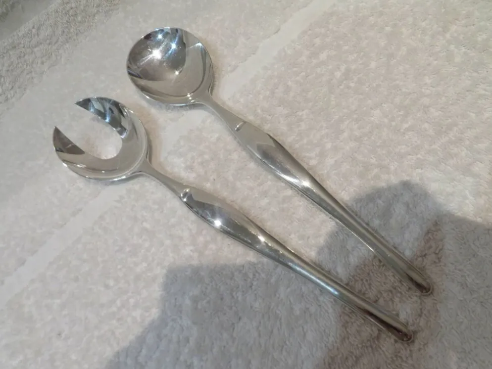 Cuillère et fourchette de service métal argenté orfèvre Christofle Duo