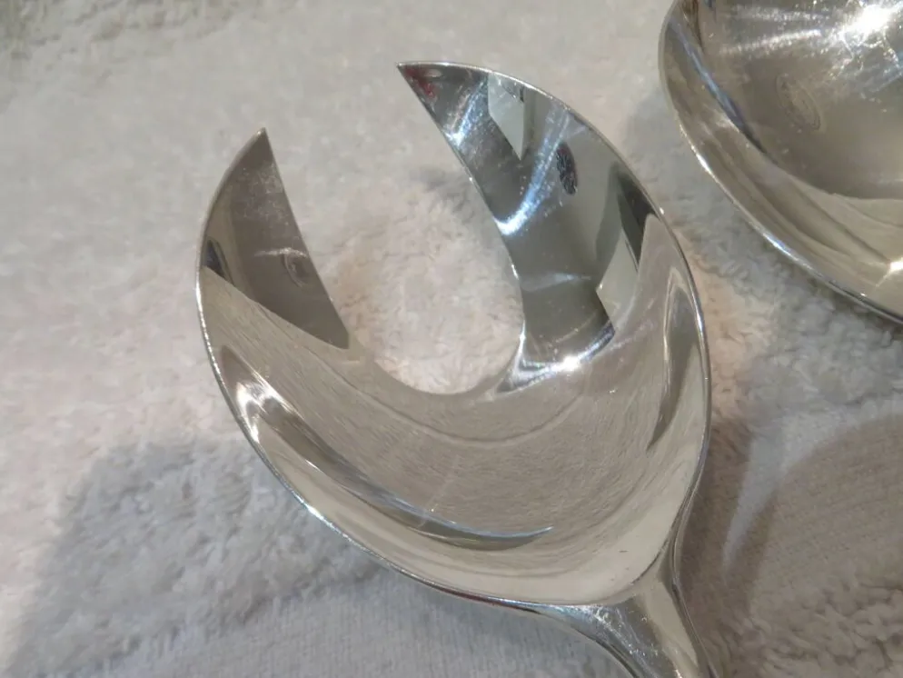 Cuillère et fourchette de service métal argenté orfèvre Christofle Duo