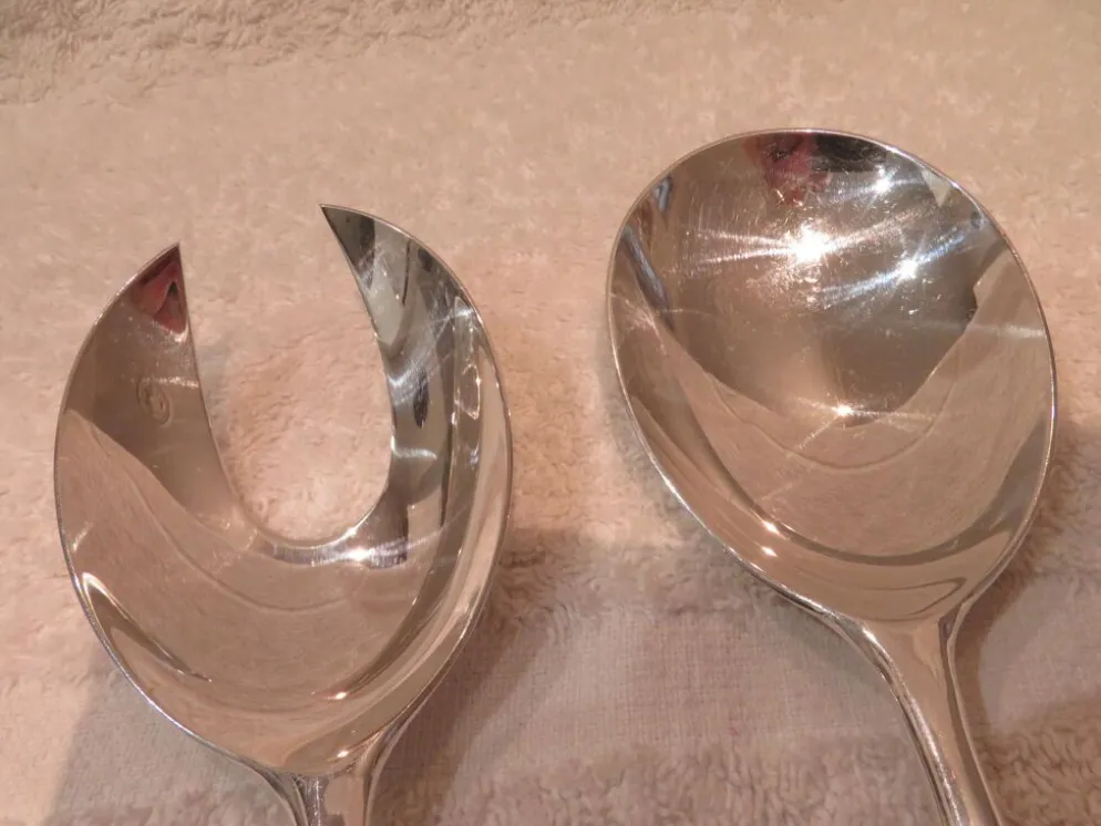 Cuillère et fourchette de service métal argenté orfèvre Christofle Duo