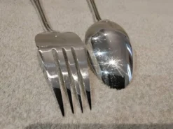 Cuillère et fourchette à ragout en métal argenté orfèvre Ercuis Louis XV