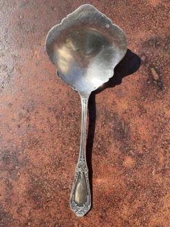 Cuillère à fraises ou salade de fruits ancienne Art Nouveau en métal argent