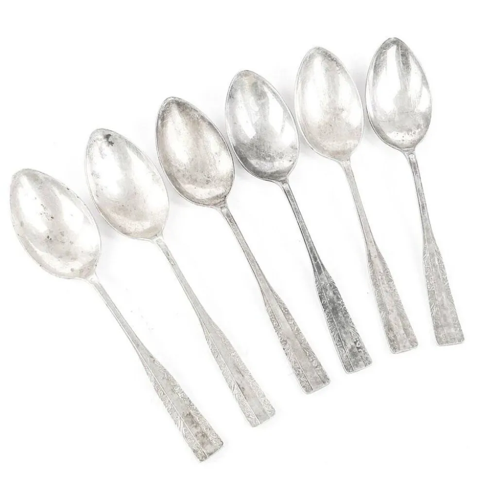 Cuillères en laiton Art Déco, années 1950, ensemble de 6