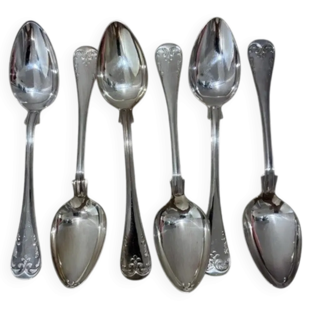 6 cuillères en métal argenté Carl Sandberg Eftr Suède, années 1940