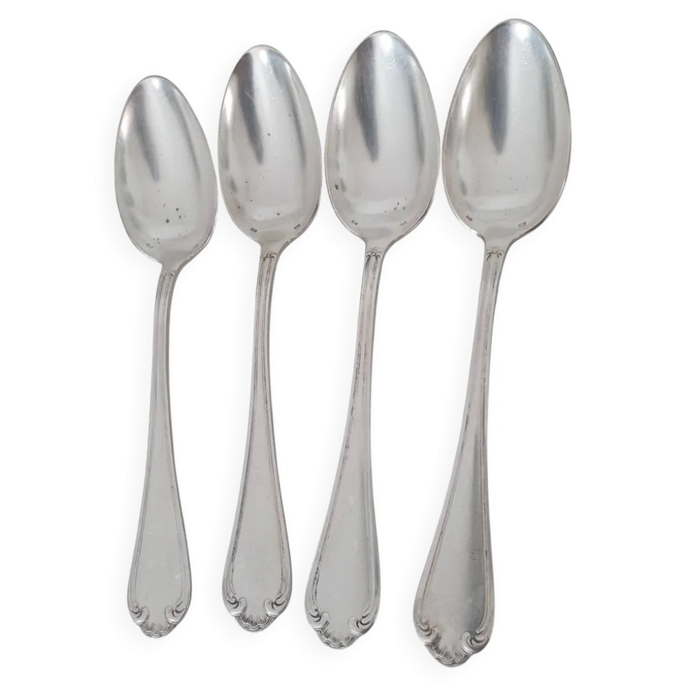 Cuillères en métal argenté (poinçon d'argenture) style Louis XV