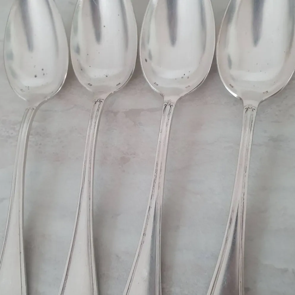 Cuillères en métal argenté (poinçon d'argenture) style Louis XV