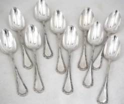 10 cuillères à entremets, métal argenté, 17,5 cm, Ercuis Trianon