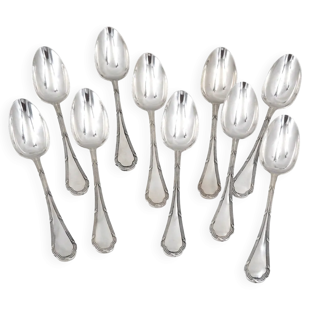 10 cuillères à entremets, métal argenté, 17,5 cm, Ercuis Trianon