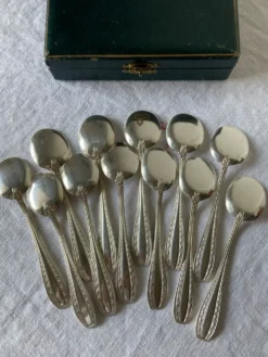 12 cuillères à glace en métal argenté Ercuis, modèle Tolède