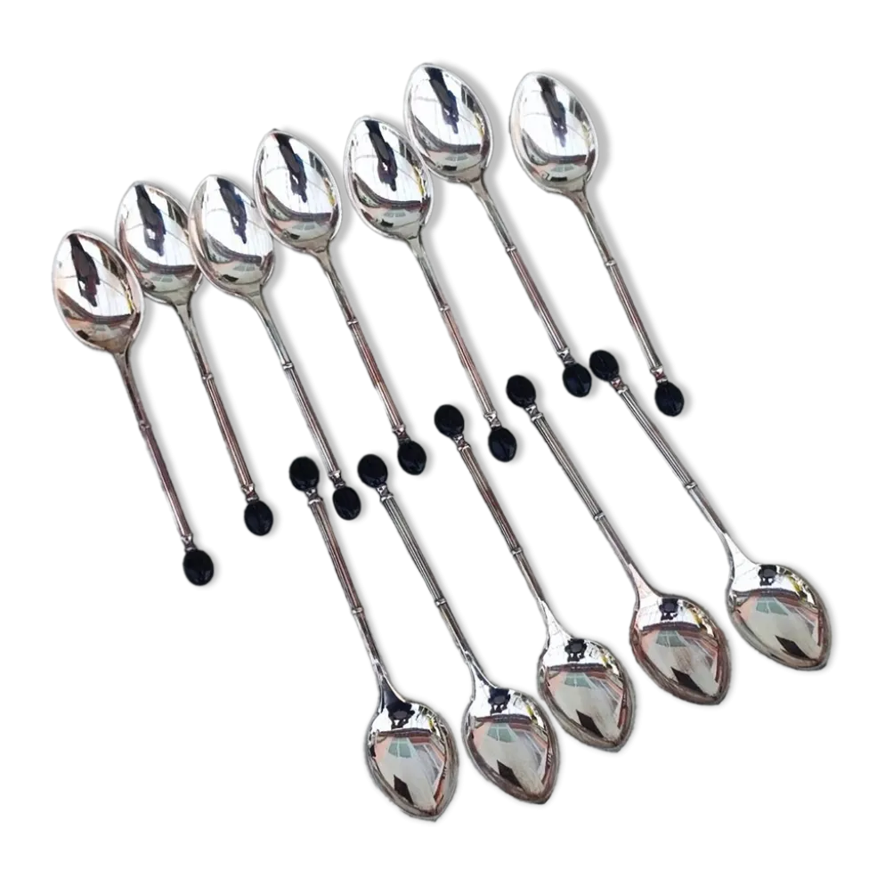 12 cuillères à moka en métal argenté