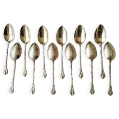 12 Cuillères à moka en métal doré Deetjen Modèle