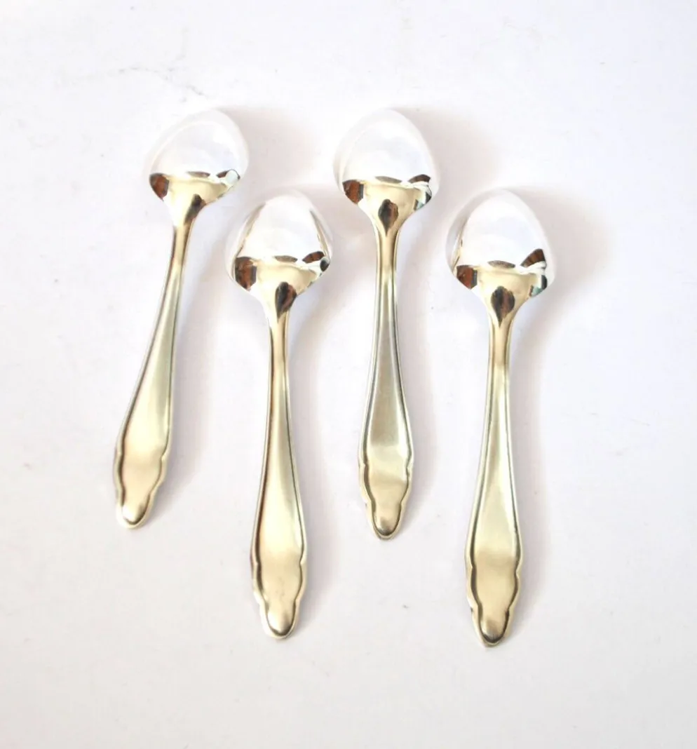 4 cuillères à moka modernistes en métal argenté DEETJEN