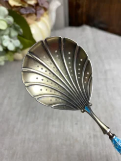 Cuillère à soupoudrer en argent émail cloisonné par David Andersen