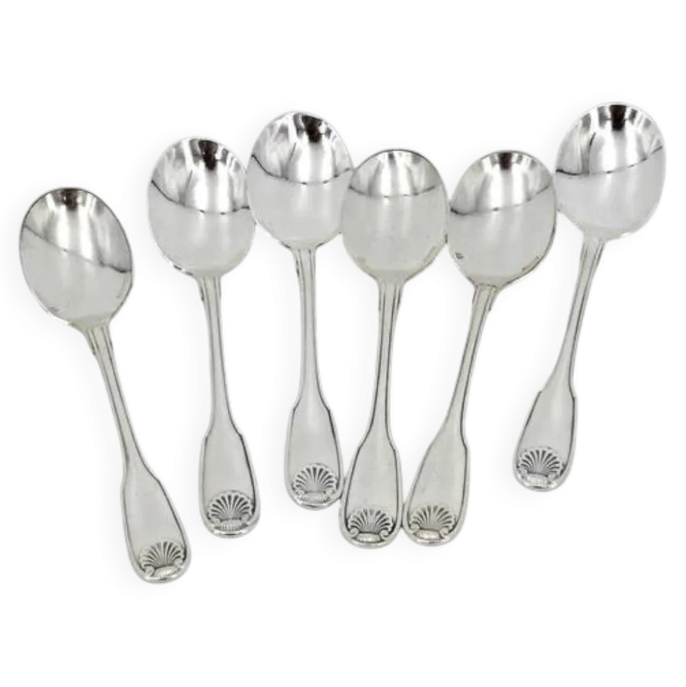6 cuillères, pelles à glace, en métal argenté Christofle modèle Vendome