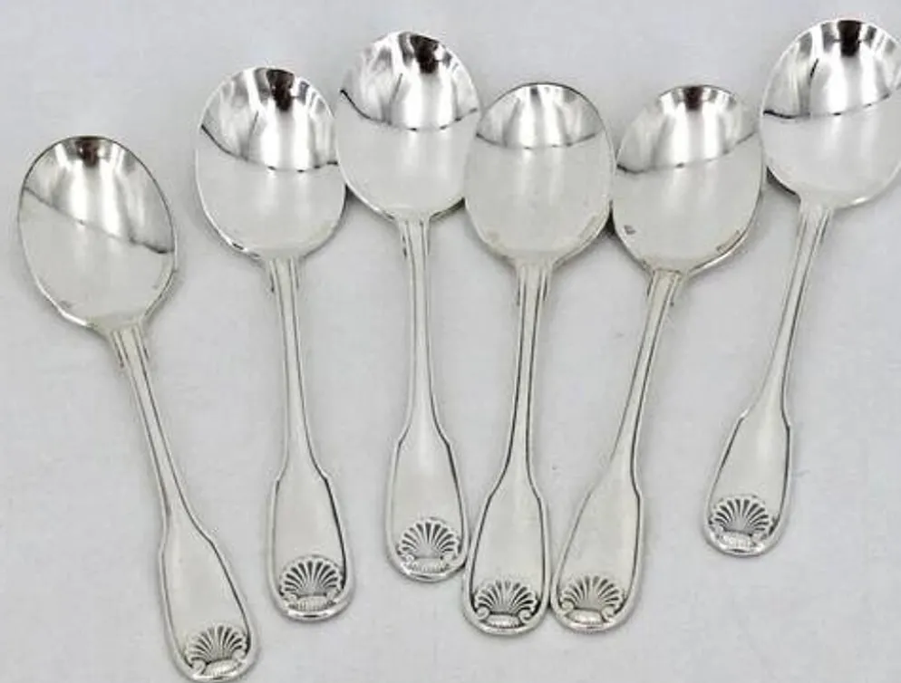 6 cuillères, pelles à glace, en métal argenté Christofle modèle Vendome