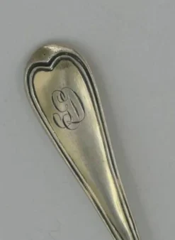 12 cuillères à thé, café, argent massif Vieillard, vermeil, modèle Filet droit.