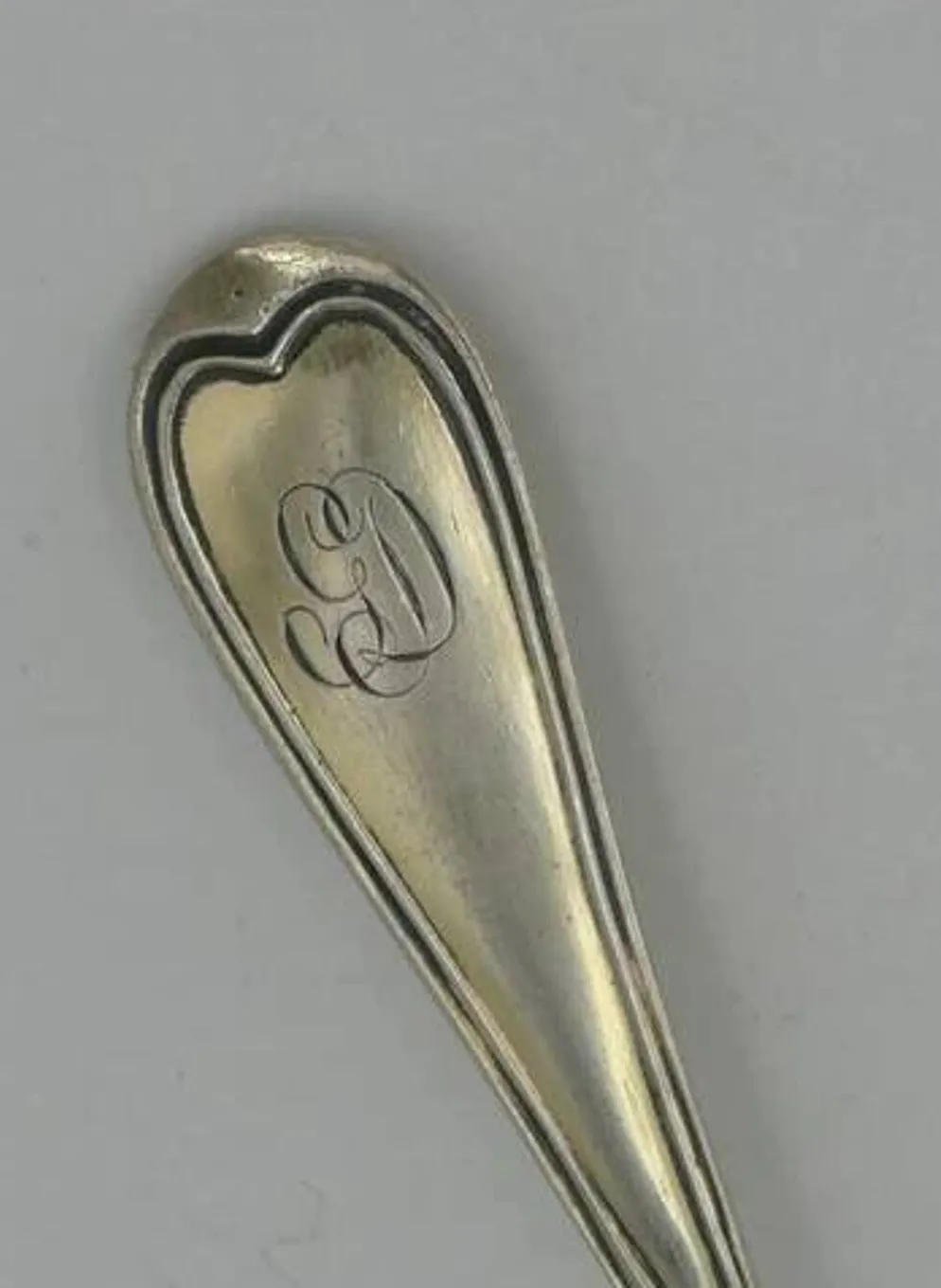 12 cuillères à thé, café, argent massif Vieillard, vermeil, modèle Filet droit.