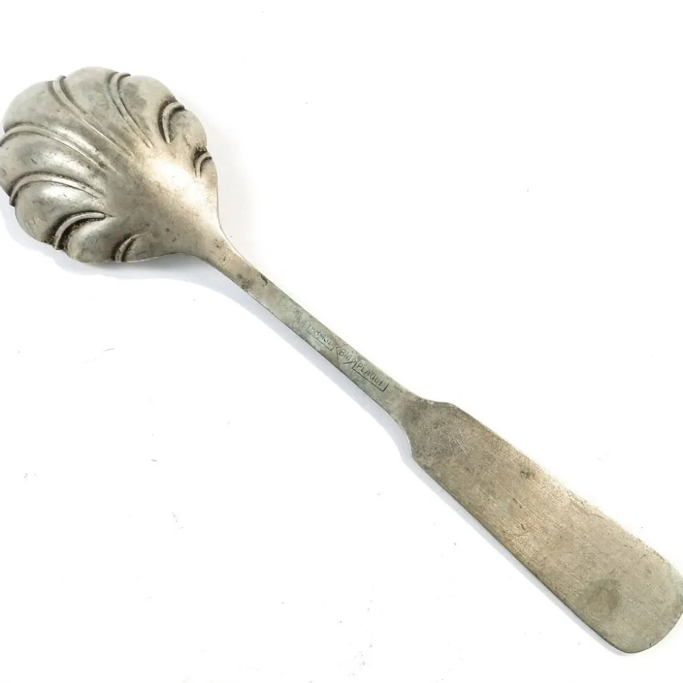 Cuillère à sucre en laiton argenté, Prage, Pologne, années 1930