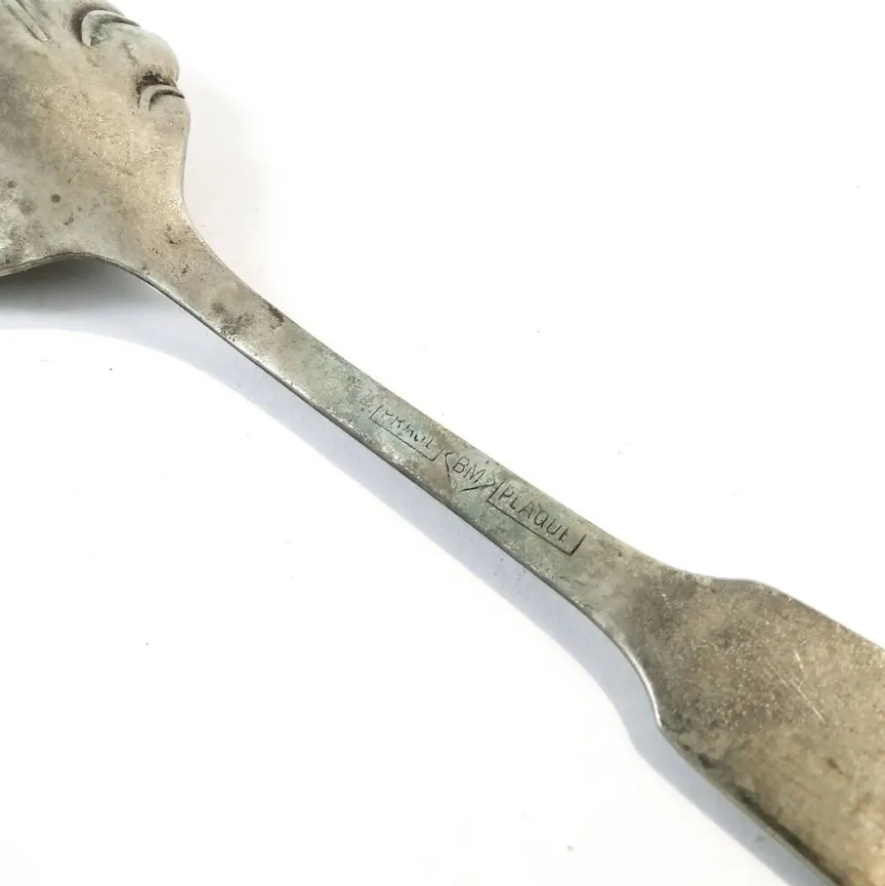Cuillère à sucre en laiton argenté, Prage, Pologne, années 1930