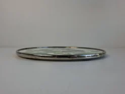 Czechoslovak Art Deco Porcelain Tray with Plum Motif and Metal Rim, 1930s