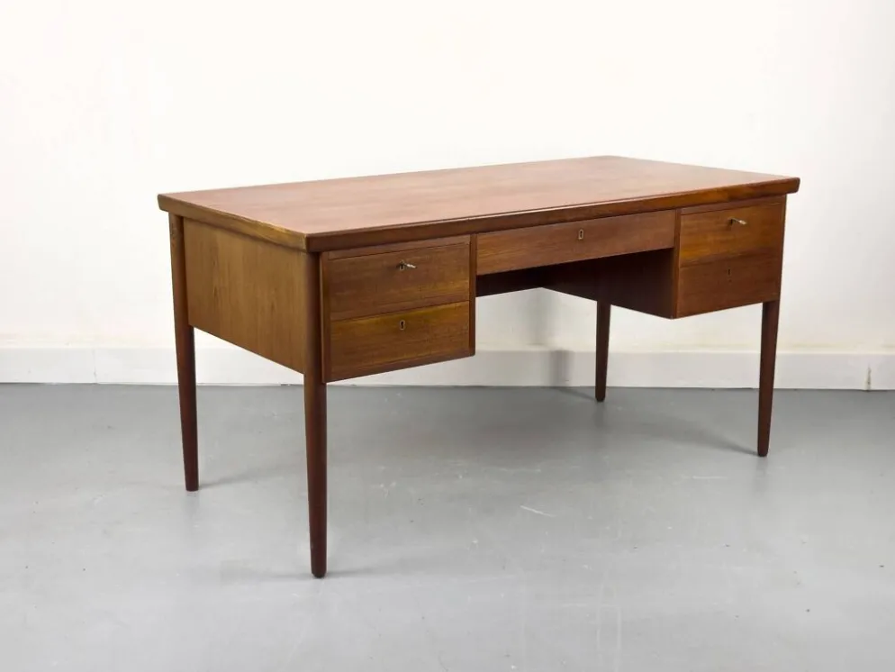 Danish Teak Desk with Drawers, 1960s
