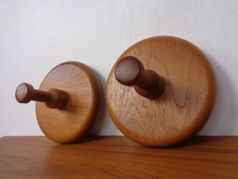 Danish Teak Hooks, 1960s, Set of 2