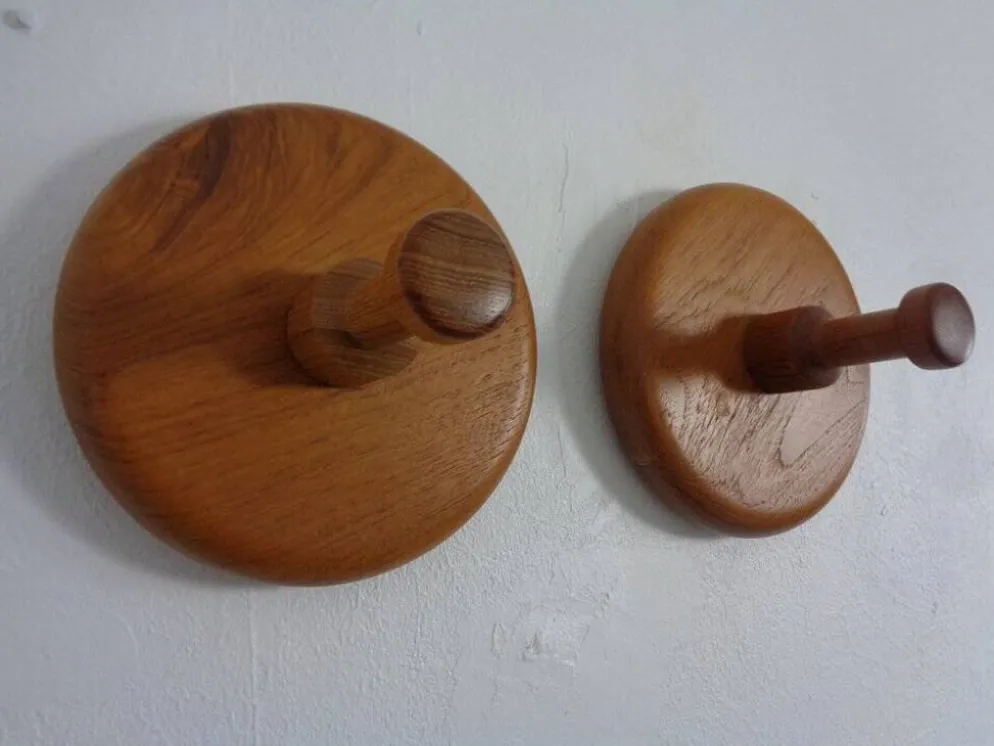 Danish Teak Hooks, 1960s, Set of 2