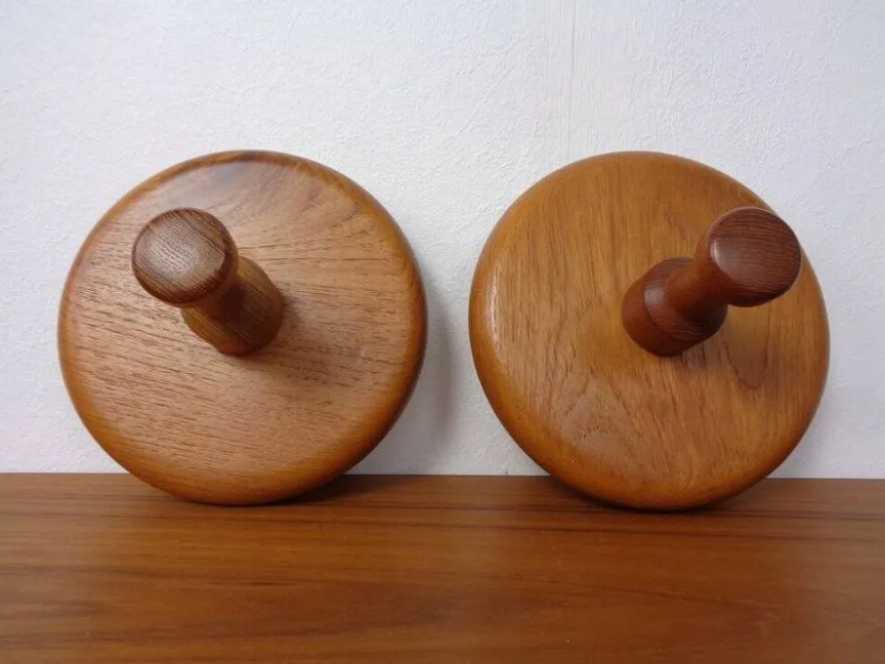 Danish Teak Hooks, 1960s, Set of 2