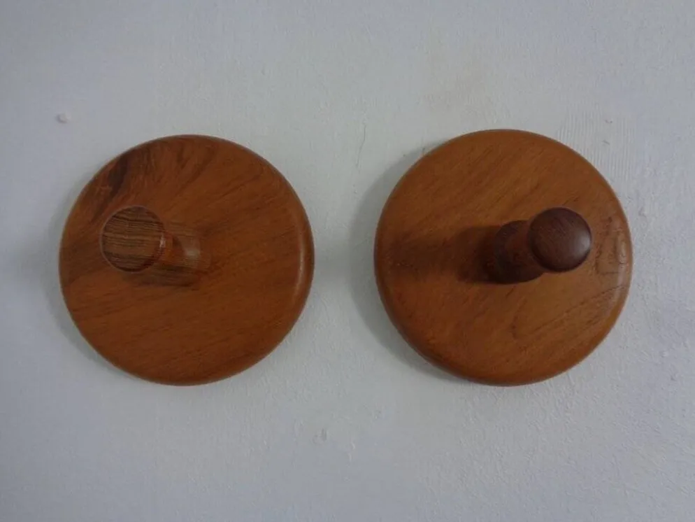 Danish Teak Hooks, 1960s, Set of 2