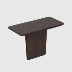 Dark Wood Sofa Arm Table, Walnut Finish Couch Tray, Minimalist Furniture