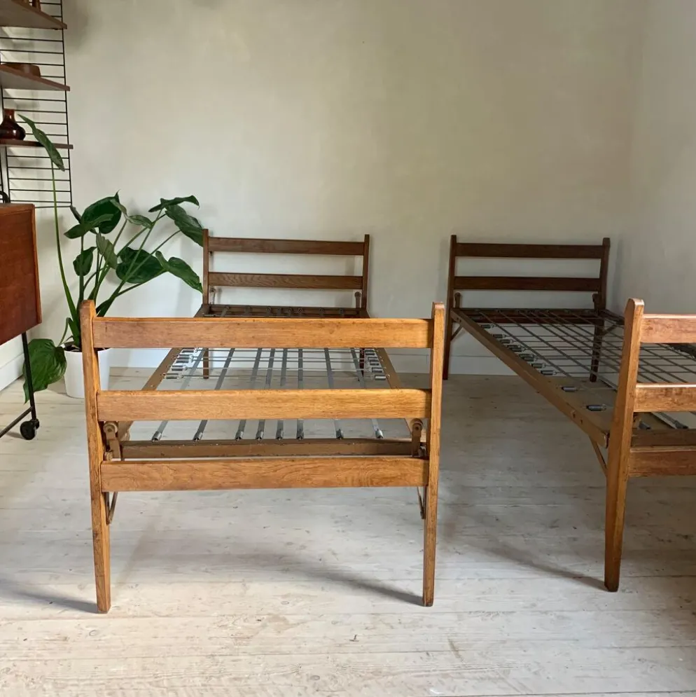 Daybed banquette lit en chêne massif vintage - 2 disponibles