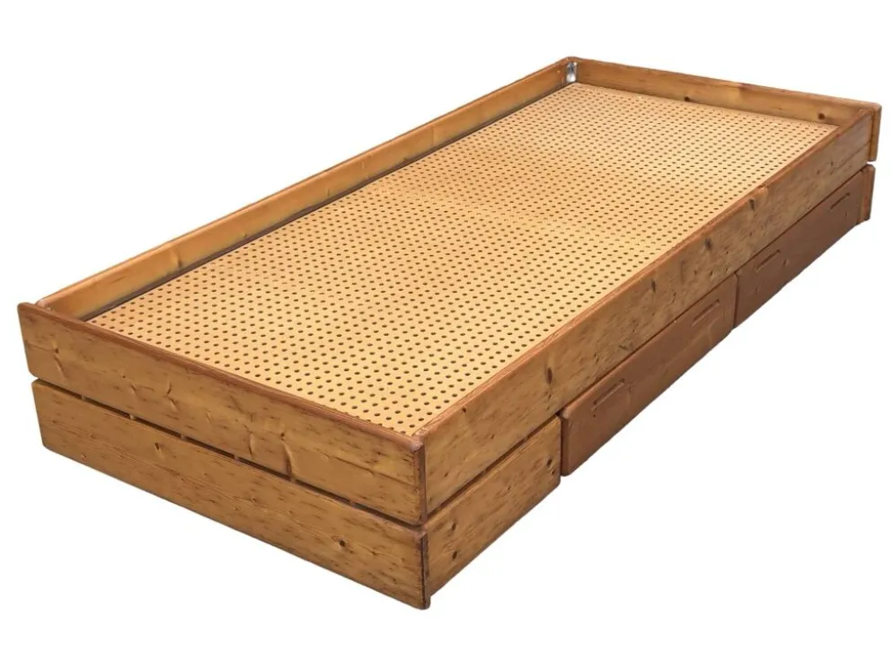 Daybed en pin avec tiroirs, années 50