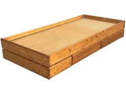 Daybed en pin avec tiroirs, années 50