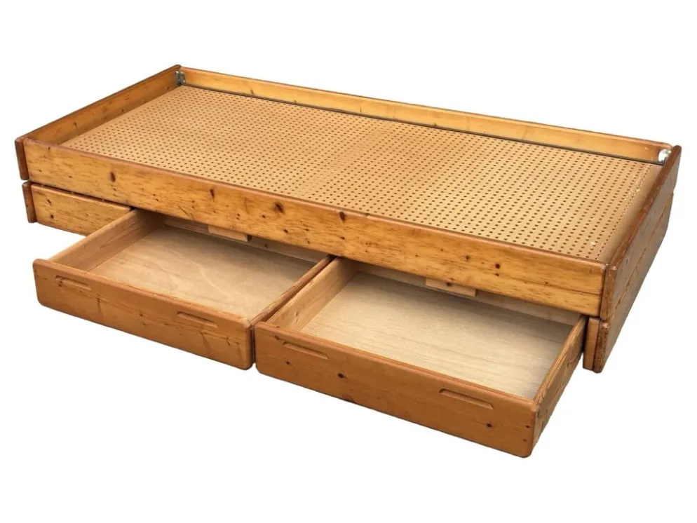 Daybed en pin avec tiroirs, années 50