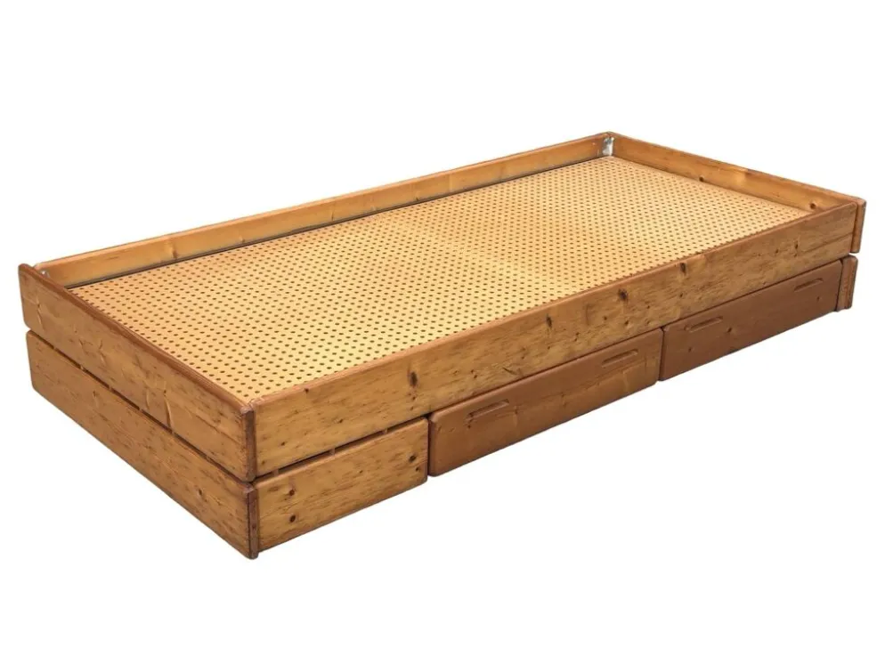 Daybed en pin avec tiroirs, années 50
