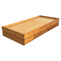 Daybed en pin avec tiroirs, années 50